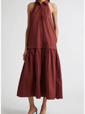A.L.C. Sleeveless Collared Maxi Dress in Rust